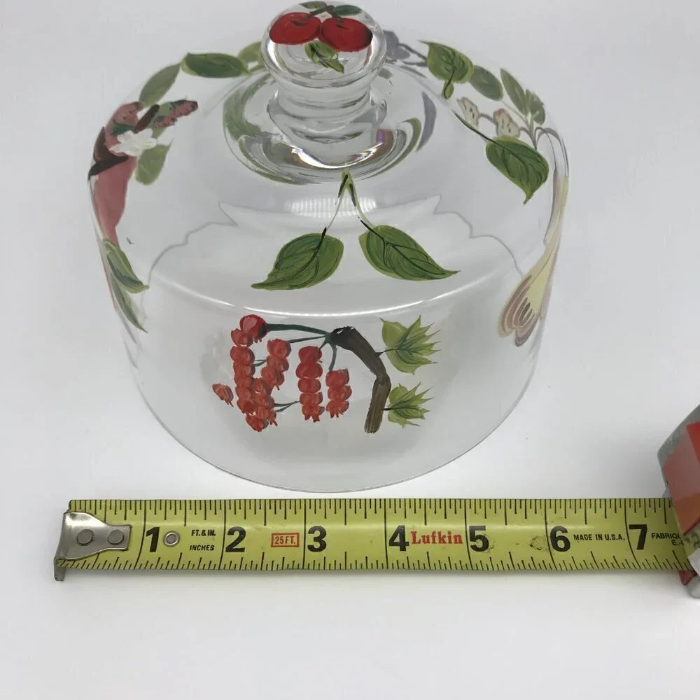 Cake Topper Hand Painted Glass Cottagecore with Fruit and Berries Entertain Host